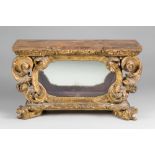 A 17TH CENTURY AND LATER ITALIAN GILTWOOD AND MIRRORED RELIQUARY CASKET. (external h 29.5cm x w 49cm