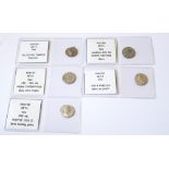 GETA, A COLLECTION OF FIVE ROMAN SILVER COINS Felicitas Tempor, Vota Pvblica Geta as a Priest,