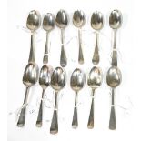 A COLLECTION OF TWELVE GEORGIAN SILVER TEASPOONS Including Thomas Wallace and William Turton. (131g)