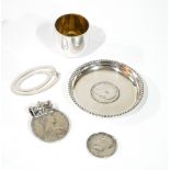 A COLLECTION OF EARLY 20TH CENTURY SILVER WARE Comprising a Sterling silver money clip, a Maria
