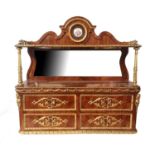 IN THE MANNER OF LINK, A 19TH CENTURY HERRING BONE, WALNUT AND ORMOLU WALL MOUNTED CABINET With