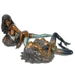 A PAIR OF 20TH CENTURY EROTIC FIGURAL BRONZES Reclining nudes. (approx 60cm)