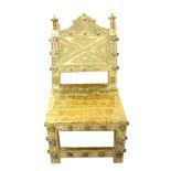 ASHANTI, GILT METAL CLAD THRONE CHAIR Label under to rail belonged to King Plemba of Tanzania