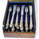A PART SET OF VICTORIAN SILVER FISH KNIVES AND FORKS Queens pattern, comprising twelve knives and