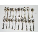 A COLLECTION OF TWENTY GEORGIAN SILVER TEASPOONS Including Evans and Smith, James Wilks, Peter and