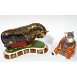 ROYAL CROWN DERBY, AN IMARI DECORATED STATUE OF A BEAR Along with another statue of a bear. (largest