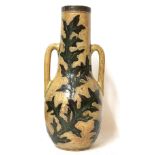 MARTIN BROTHERS, BRITISH, ESTABLISHED 1873, A LARGE STONEWARE GLAZED TWIN HANDLED VASE With