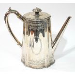 A VICTORIAN SILVER COFFEE POT Fluted form with bright cut engraving, hallmarked London, 1892. (