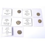 CARACALLA, A COLLECTION OF FIVE ROMAN SILVER COINS Liberal AVG VIIII, Rome 213AD Moneta AVG, 210