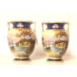 A PAIR OF VERY EARLY 20TH CENTURY JAPANESE EXPORT NORITAKE PORCELAIN BALUSTER VASES, CIRCA 1900 -