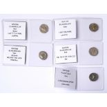 A COLLECTION OF FIVE ROMAN SILVER COINS Elagabalus Laetitia Pvbl, PM TR P III Cos III Sol, Antioch