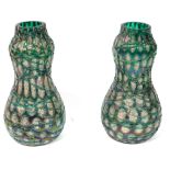 LOETZ, A PAIR OF 19TH CENTURY ART GLASS BALUSTER VASES With iridescent finish. (approx 16cm)