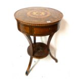 AN EARLY 19TH CENTURY CONTINENTAL MIXWOOD INLAID CIRCULAR TABLE The top decorated with swags and