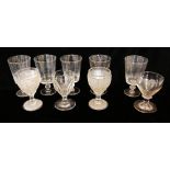 A COLLECTION OF 18TH CENTURY AND LATER DRINKING GLASSES Comprising five bell form goblets with