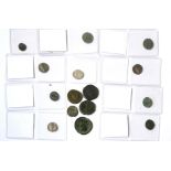 A COLLECTION OF FIFTEEN ROMAN BRONZE COINS Caracalla Ae Den Rome, 200-210, Part Max Pont, Domitian