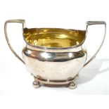 A GEORGIAN SILVER SUGAR BASIN Twin handles and gilt interior, hallmarked London, 1808. (approx