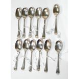 A COLLECTION OF TWELVE GEORGIAN AND LATER SILVER TEASPOONS Including James Tookey and Robert