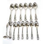 A PART SET OF VICTORIAN LOOSE SILVER QUEENS PATTERN CUTLERY Comprising six dinner forks, six large