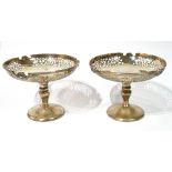 A PAIR OF EDWARDIAN SILVER PIERCED TAZZA Having pierced decoration, hallmarked William Aitkin,