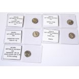 SEPTIMIUS SEVERUS, A COLLECTION OF FIVE ROMAN SILVER COINS Emesa Mint Moneta, Virtus Avgg,