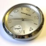 MONTBLANC, STAINLESS STEEL DUAL TIME DESK CLOCK Having Arabic number markings and subsidiary dial,