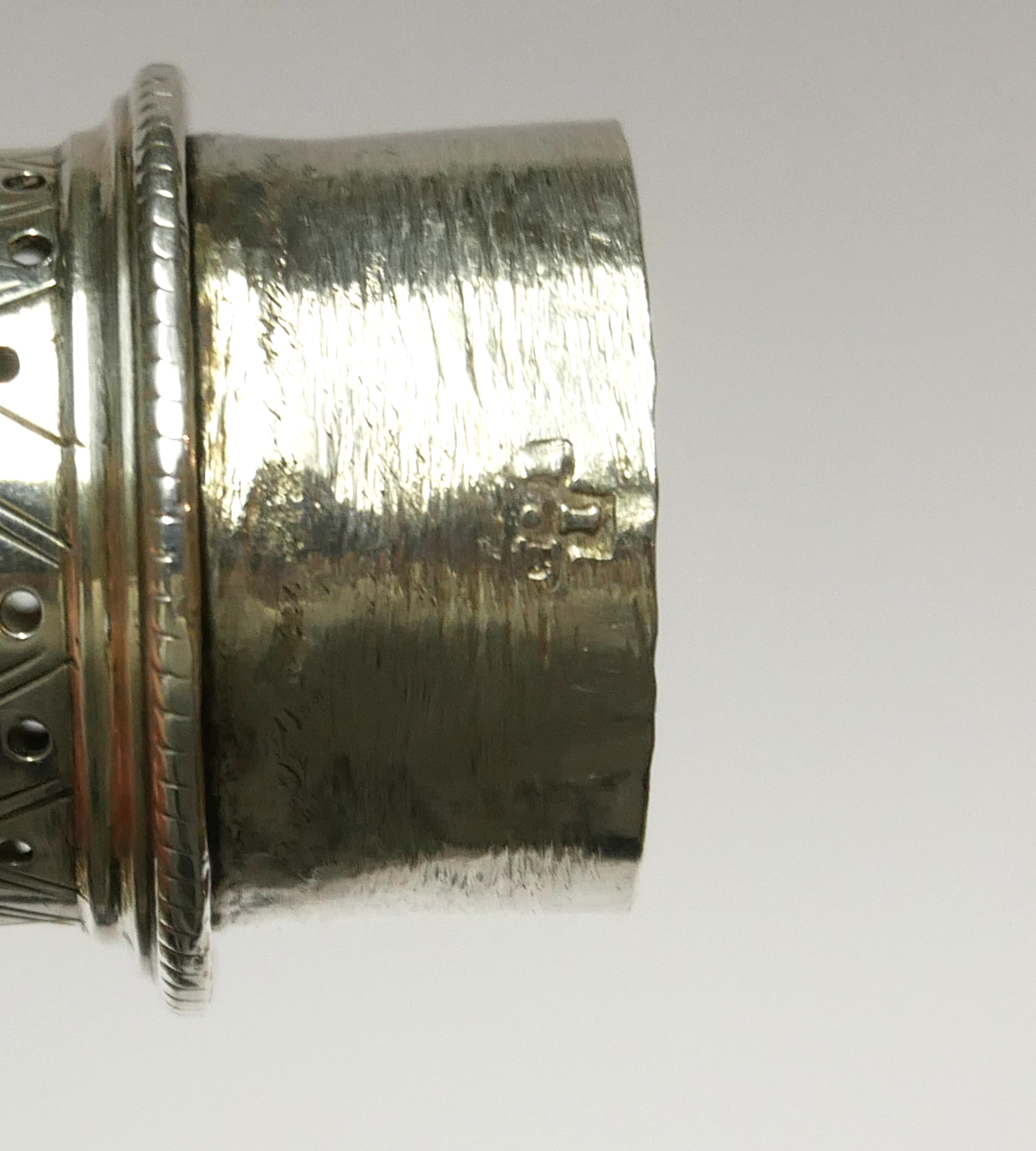 A GEORGIAN SILVER BALUSTER CASTER With beaded edge, hallmarked Jabez Danielle and James Mince, - Image 3 of 4