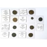 A COLLECTION OF TEN ROMAN BRONZE COINS Caracalla AD 214 AD PM TR P XBIII Aesculapius, Ae28 Nikopolis