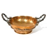 FERDINAND BARBEDIENNE, A 19TH CENTURY FRENCH BRONZE DISH Having twin handles and cast with