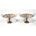A PAIR OF EDWARDIAN SILVER SPHERICAL TAZZA With twin handles, hallmarked Holland Aldwinckle and