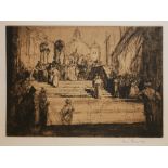 SIR FRANK BRANGWYN, R.A., 1857 - 1956, ETCHING Venetian procession, signed. (plate 25.5cm x 18cm,