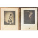 A PAIR OF EARLY 20TH CENTURY BLACK AND WHITE PICTURES Nude females, indistinctly signed, mounted and