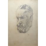 D. LONG PENCIL PORTRAIT Bearded man signed upper right mounted framed and glazed. (inner mount