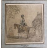 PAUL SANDBY, R.A., 1725 - 1809, 19TH CENTURY WATERCOLOUR AND PENCIL Figure on horseback, framed. (