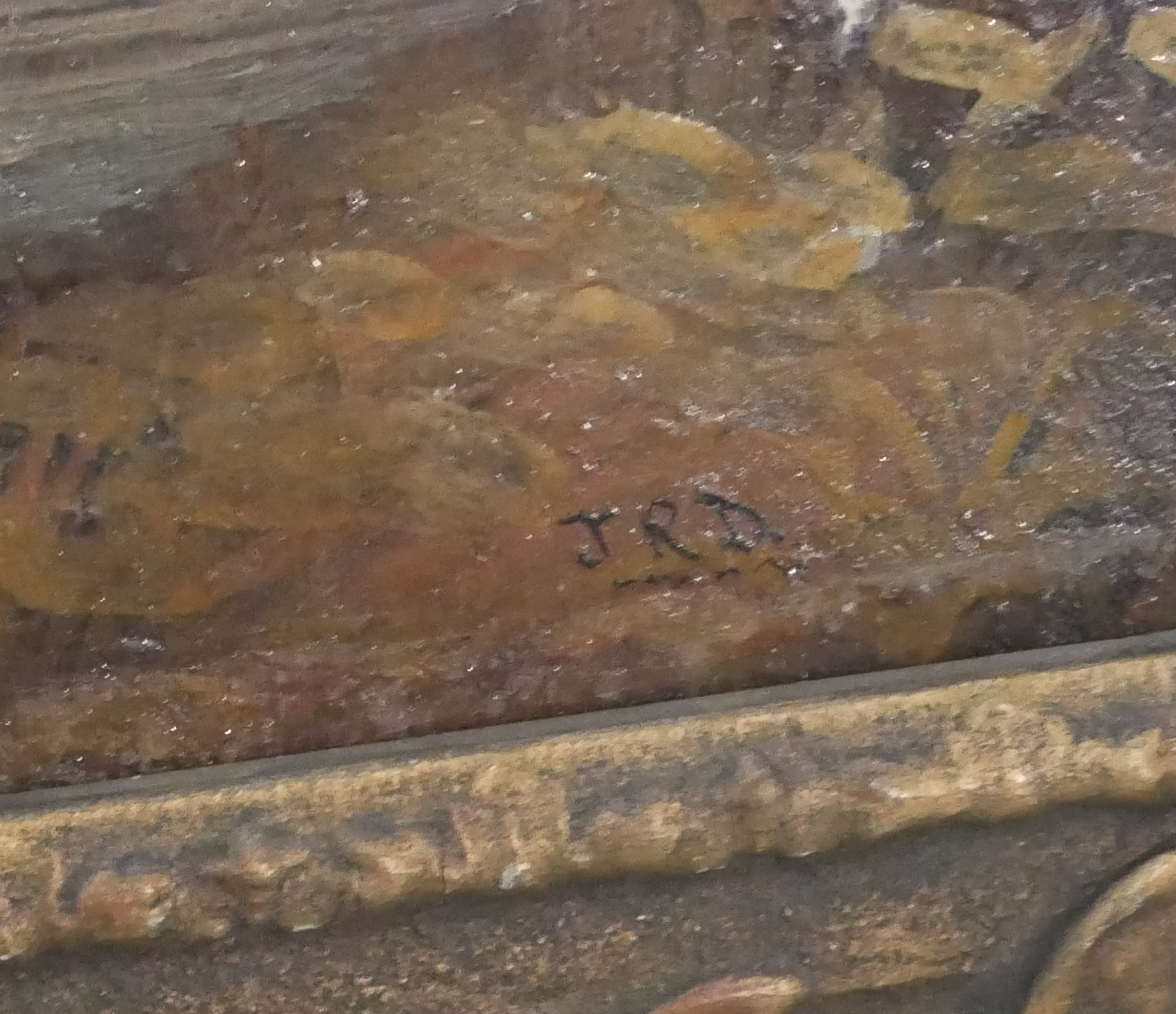 19TH CENTURY OIL ON CANVAS, LANDSCAPE Signed bottom right with monogram 'JRD'. label verso John - Image 3 of 5