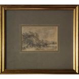 ATTRIBUTED TO JOHN CONSTABLE, 1776 - 1837, PENCIL DRAWING Landscape, titled ?Coleorton?, monogrammed