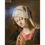 A 17TH CENTURY ITALIAN OIL ON CANVAS Portrait of The Virgin Mary in prayer, indistinctly signed,