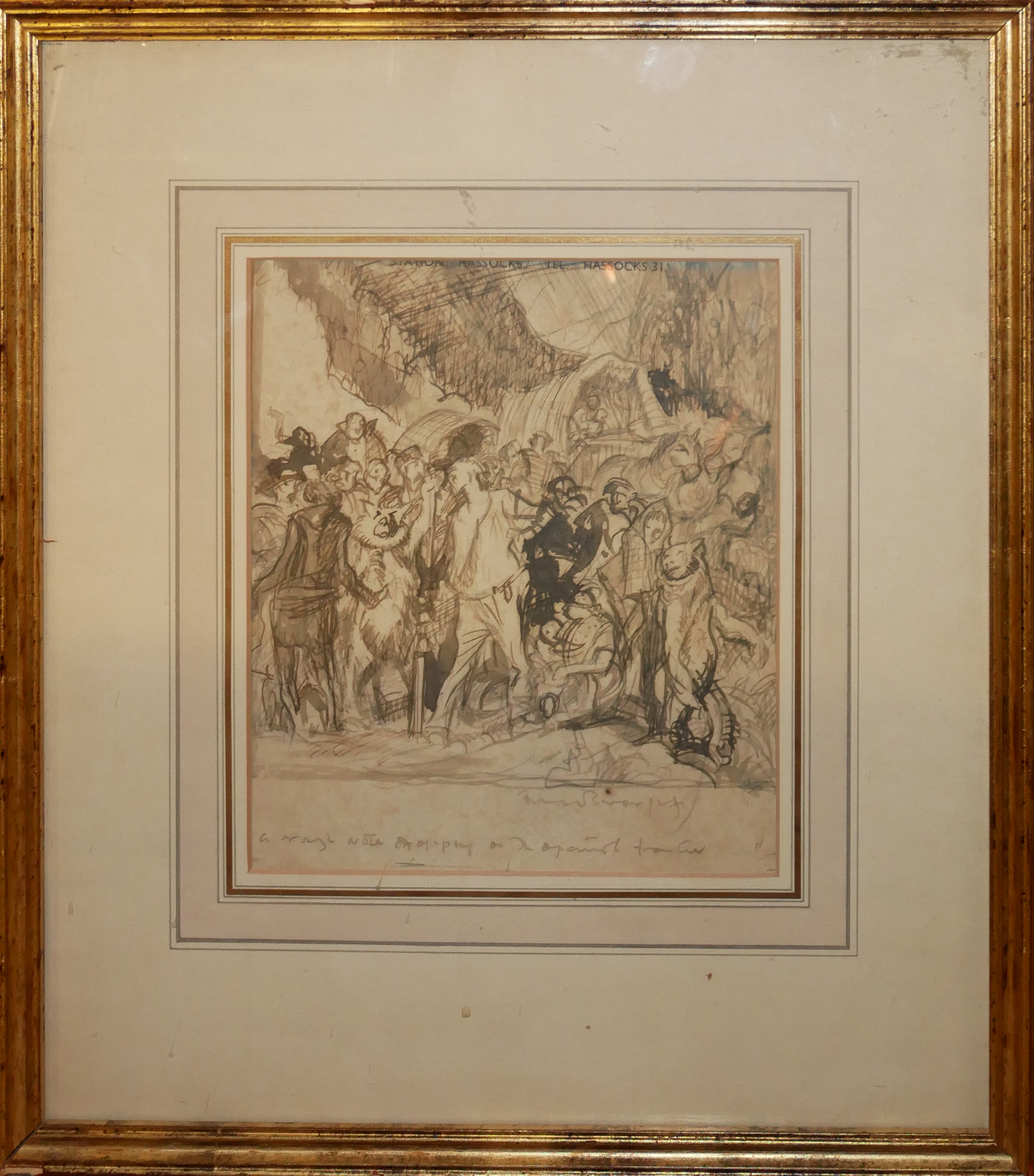 SIR FRANK BRANGWYN, R.A., 1857 - 1956, PEN AND WASH DRAWING Study of bears and circus performers, - Image 2 of 2