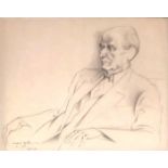 MICHAEL AYRTON, 1921 - 1975, PENCIL Titled ?Portrait Herbert Agar, 1964?, signed, dated, framed