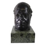 MAURICE LAMBERT, 1901 - 1964, BRONZE Titled 'Portrait Bust', signed with initials, on green marble