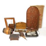 A COLLECTION OF THREE 19TH AND 20TH CENTURY WOODEN ITEMS To include birdseye maple frame, adjustable