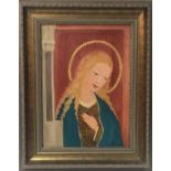 HELEN BRADLEY, MBE, 1900 - 1979, OIL ON BOARD Portrait of the Madonna, details verso, signed, gilt