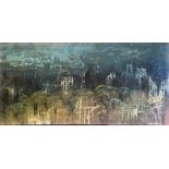 BARRY, 20TH CENTURY ABSTRACT OIL ON BOARD Titled 'Night on The Park', indistinctly signed, dated '64