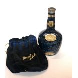 A CHEVAS BROTHERS ROYAL SALUTE SCOTCH WHISKEY 750ML In Wade blue bottle decanter, with velvet bag.