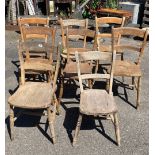 EIGHT VICTORIAN BEECH AND ELM DINING CHAIRS. Condition: AF