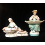 MEISSEN, TWO 19TH CENTURY FIGURAL TABLE SALTS.