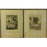 A COLLECTION OF EIGHT LATE 19TH/EARLY 20TH CENTURY BLACK AND WHITE ENGRAVINGS AND PRINTS Including