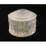 LALIQUE, A BOXED FROSTED GLASS FIGURAL SPHERICAL TRINKET BOX AND COVER Titled 'Box Des Enfants',