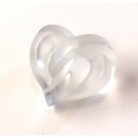 LALIQUE, A FROSTED GLASS CRYSTAL HEART In fitted Lalique box. (approx 7cm x 7cm) Condition: