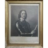 TWO 19TH CENTURY BLACK AND WHITE ENGRAVINGS Portrait of Oliver Cromwell, published by Bartolozzi,