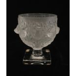 LALIQUE, A BOXED FROSTED AND CLEAR GLASS VASE Titled 'Birds in Flight', on clear glass square base